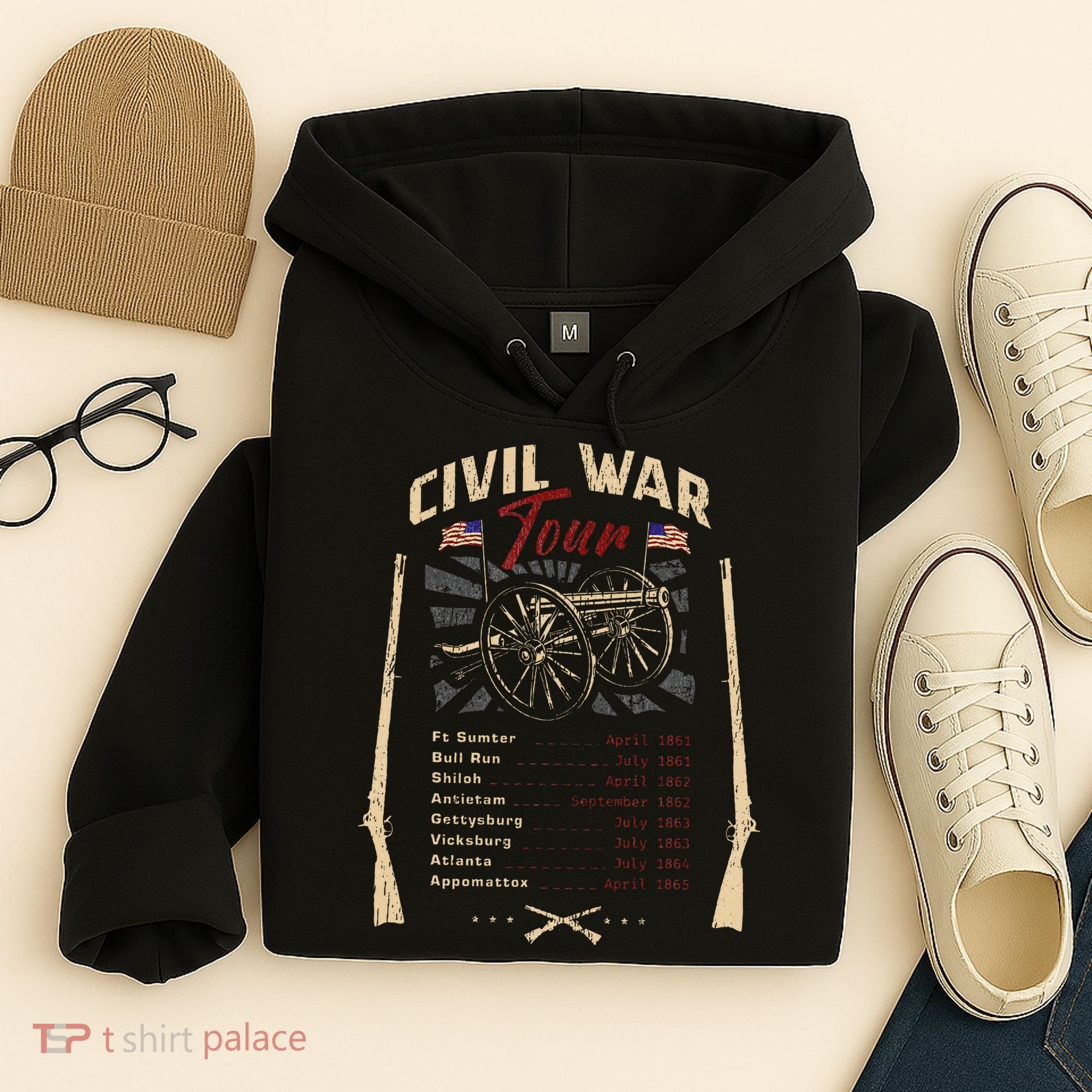 American Civil War Battle Dates Reenactment Gettysburg Hoodie