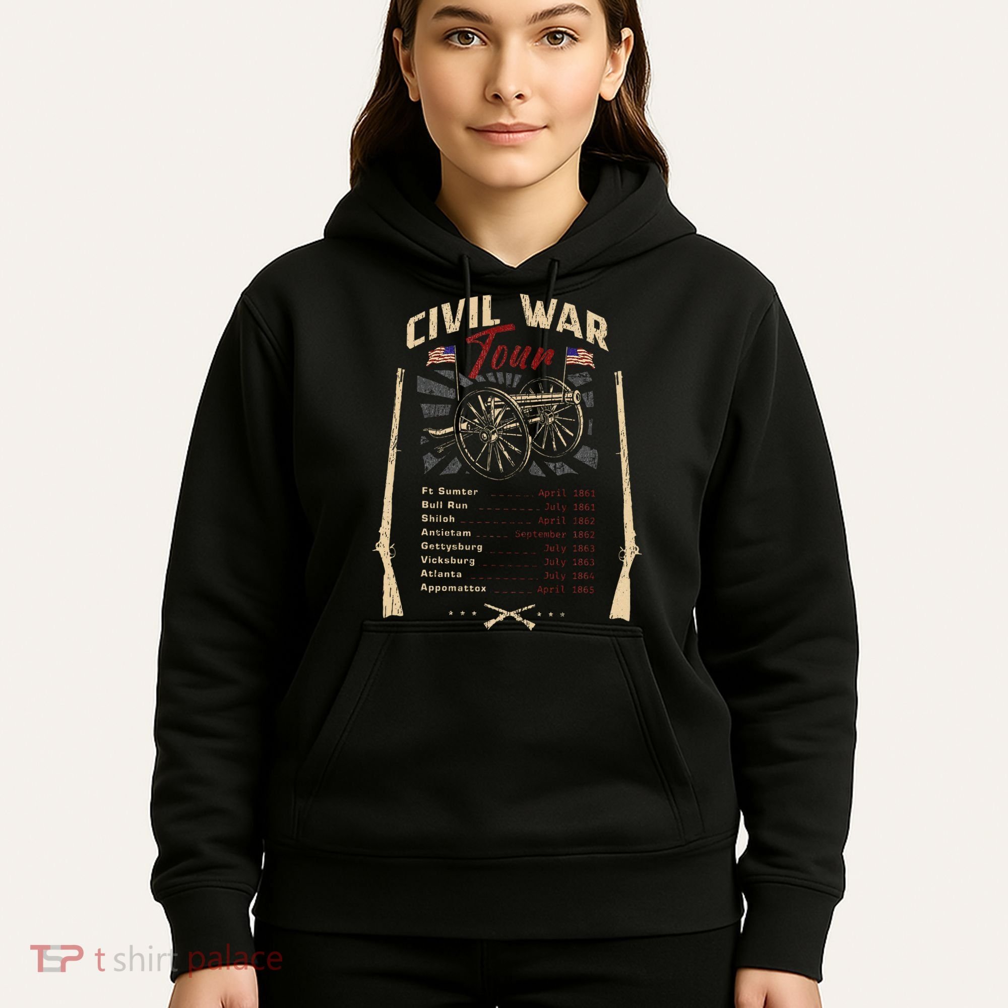 American Civil War Battle Dates Reenactment Gettysburg Hoodie