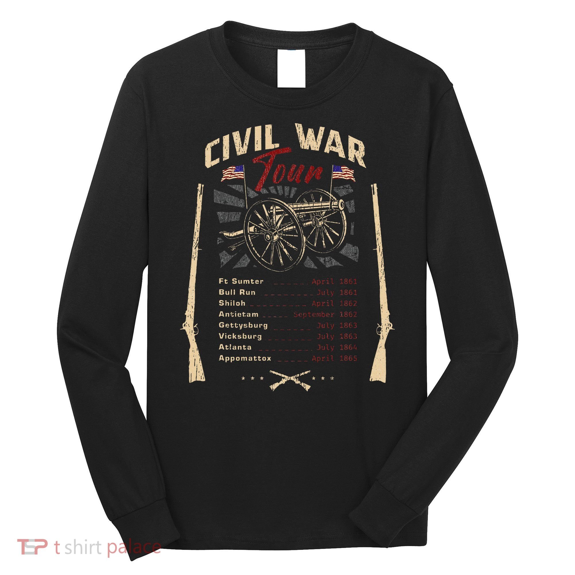 American Civil War Battle Dates Reenactment Gettysburg Long Sleeve Shirt