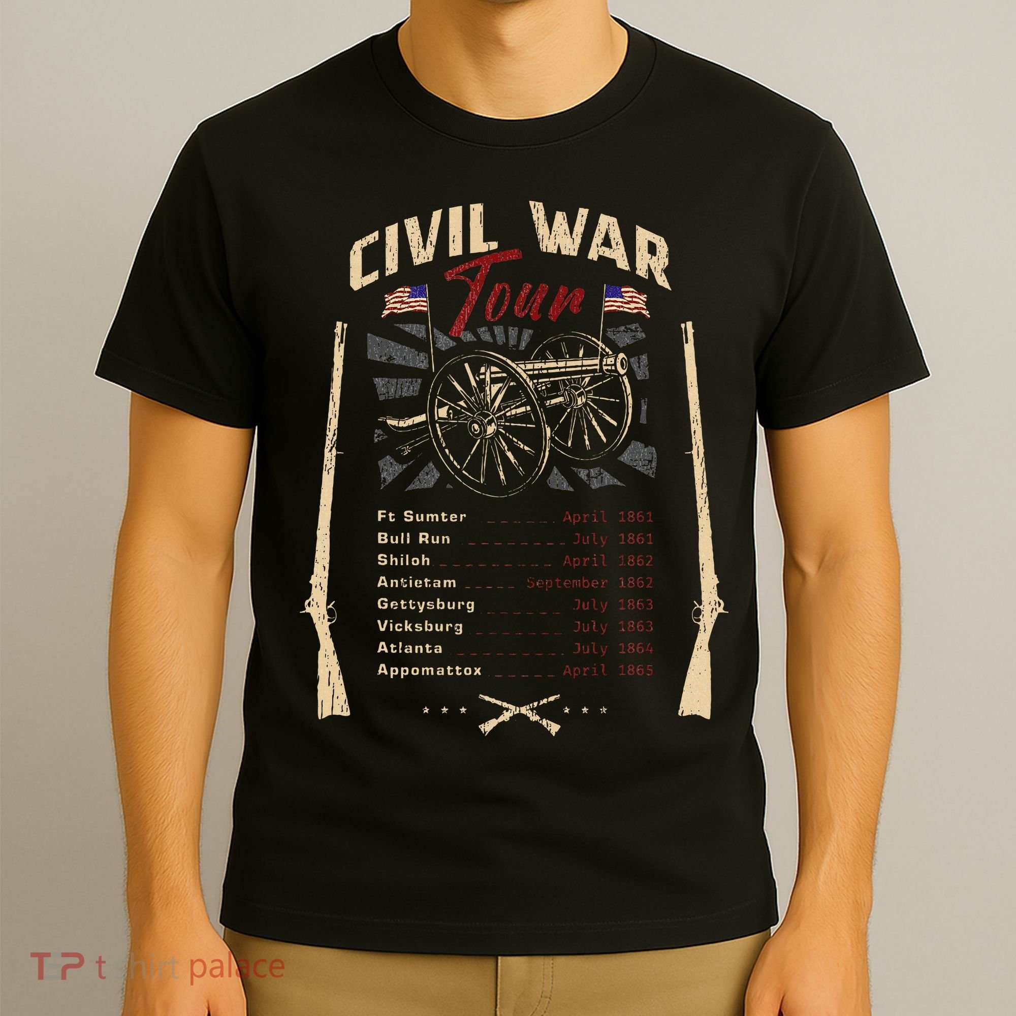 American Civil War Battle Dates Reenactment Gettysburg T-Shirt