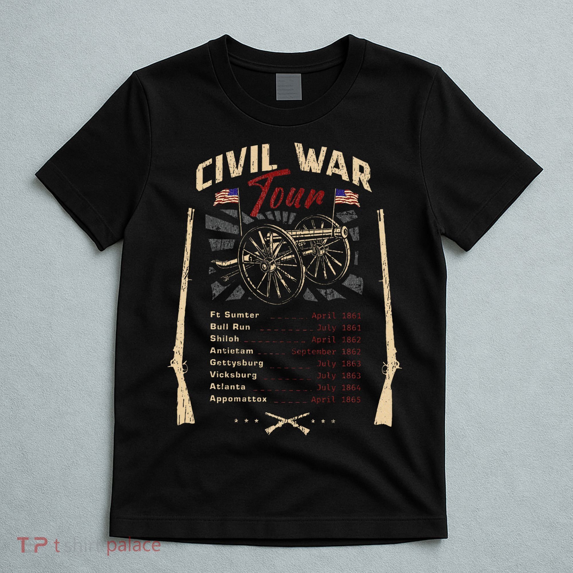 American Civil War Battle Dates Reenactment Gettysburg T-Shirt