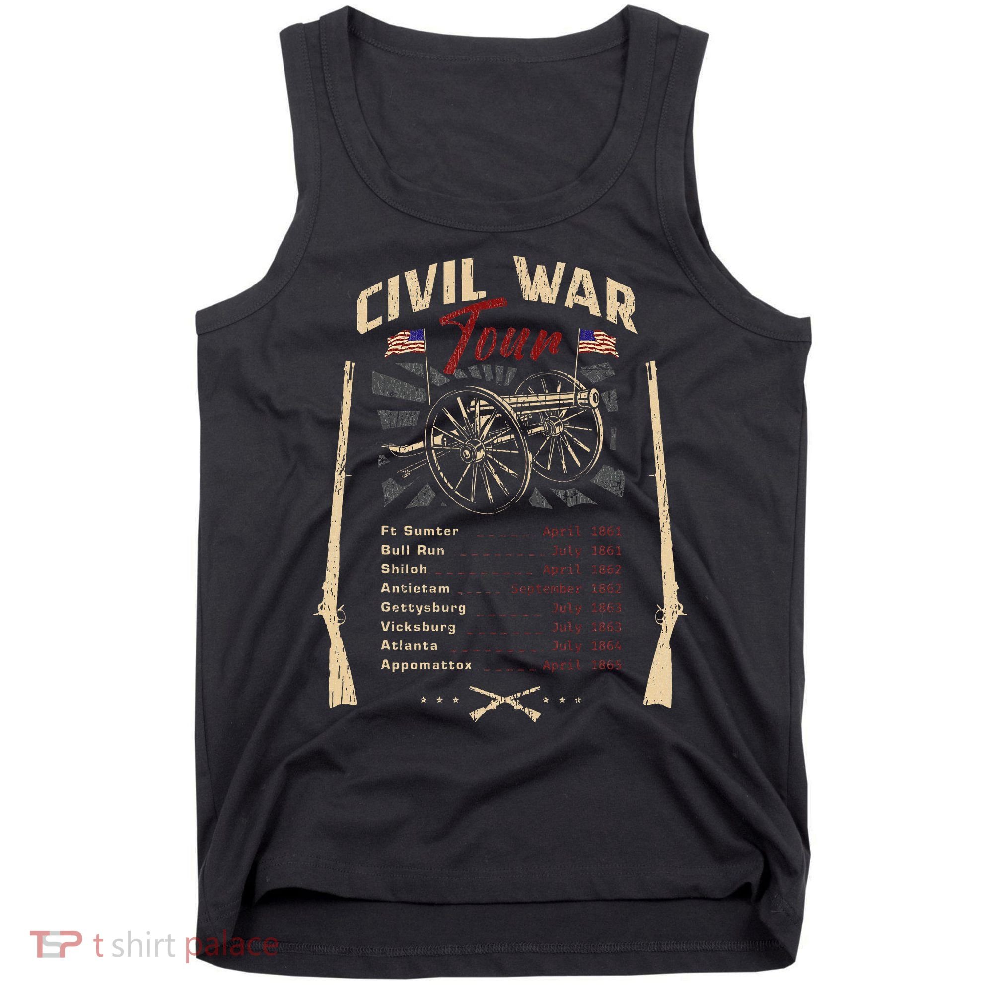 American Civil War Battle Dates Reenactment Gettysburg Tank Top