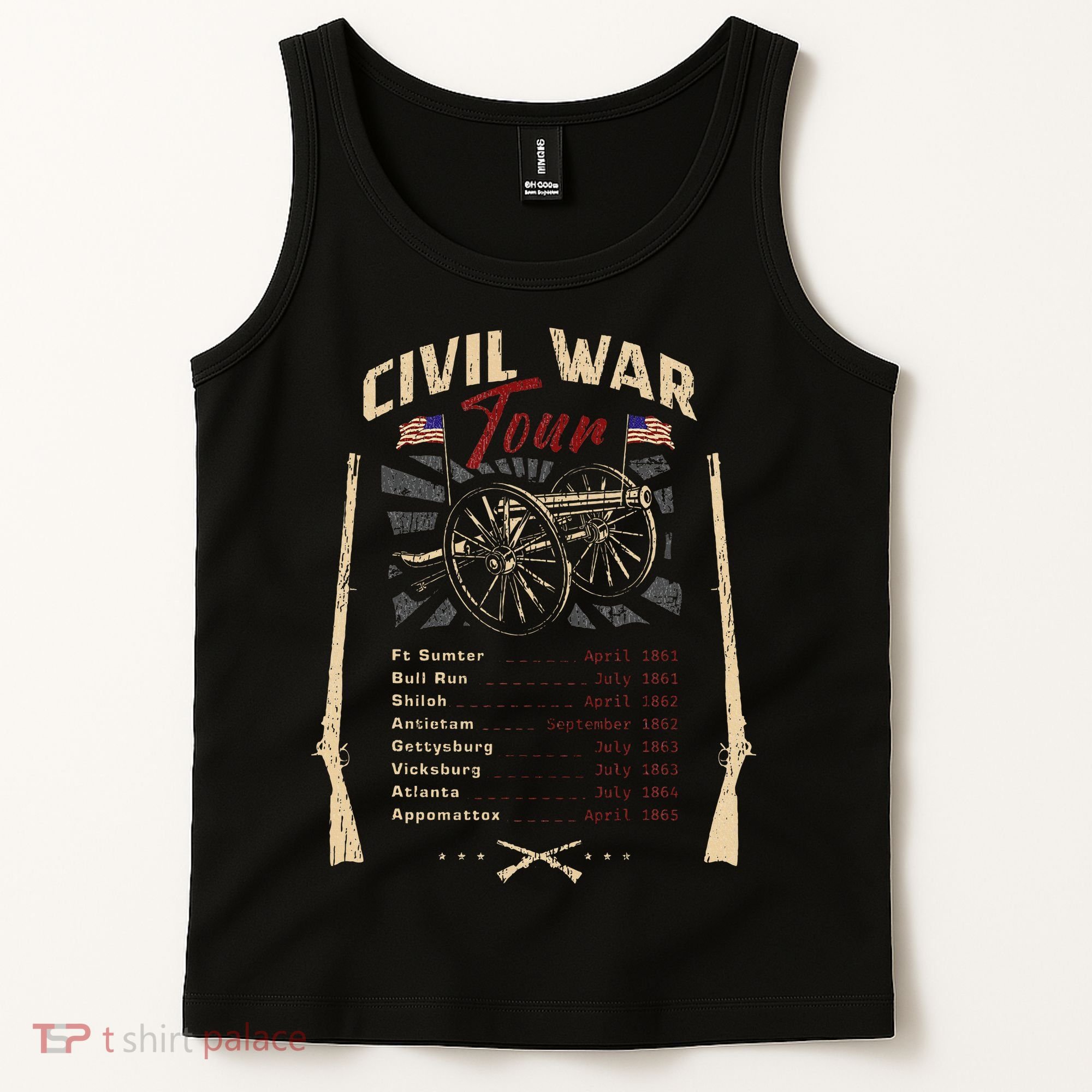 American Civil War Battle Dates Reenactment Gettysburg Tank Top