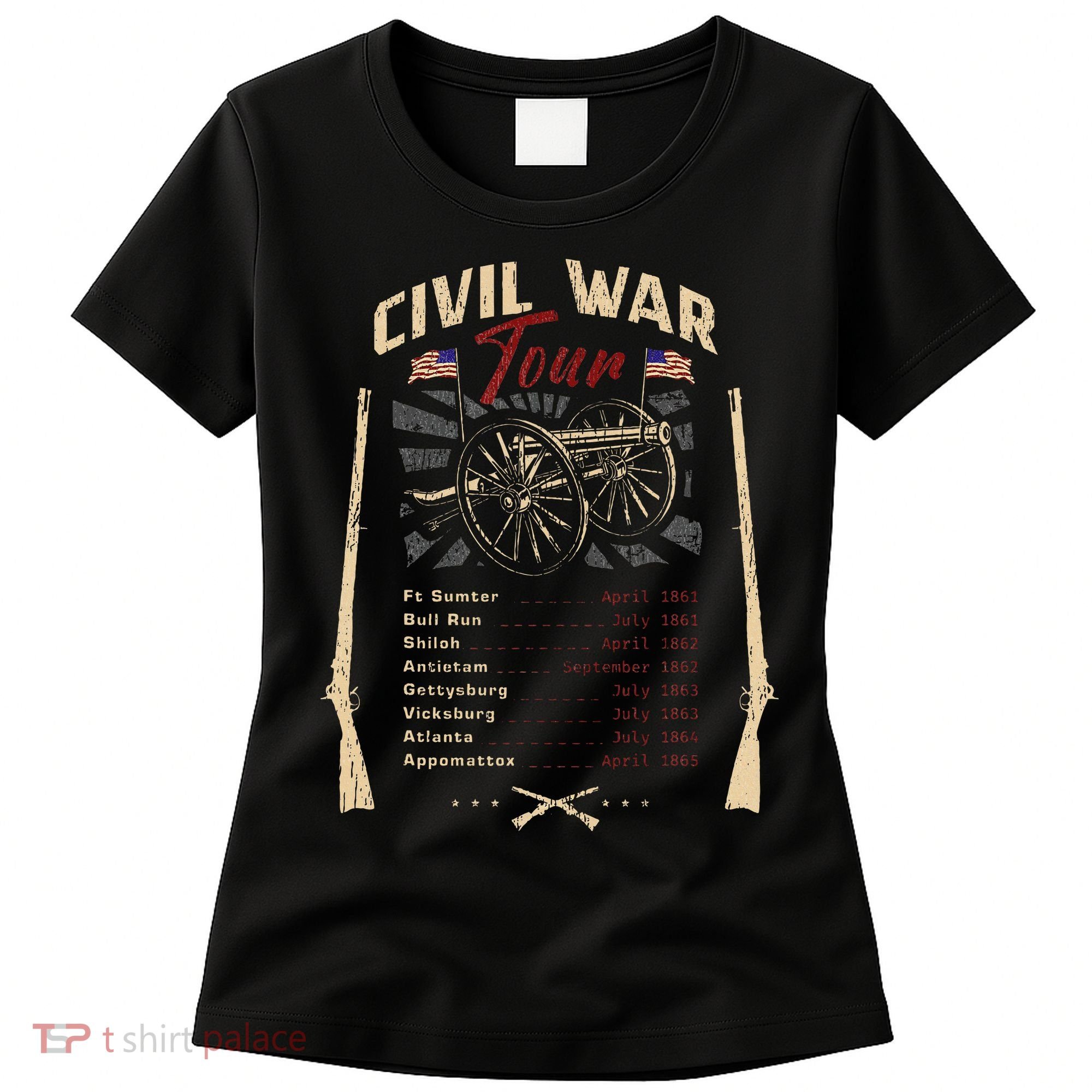 American Civil War Battle Dates Reenactment Gettysburg Women's T-Shirt