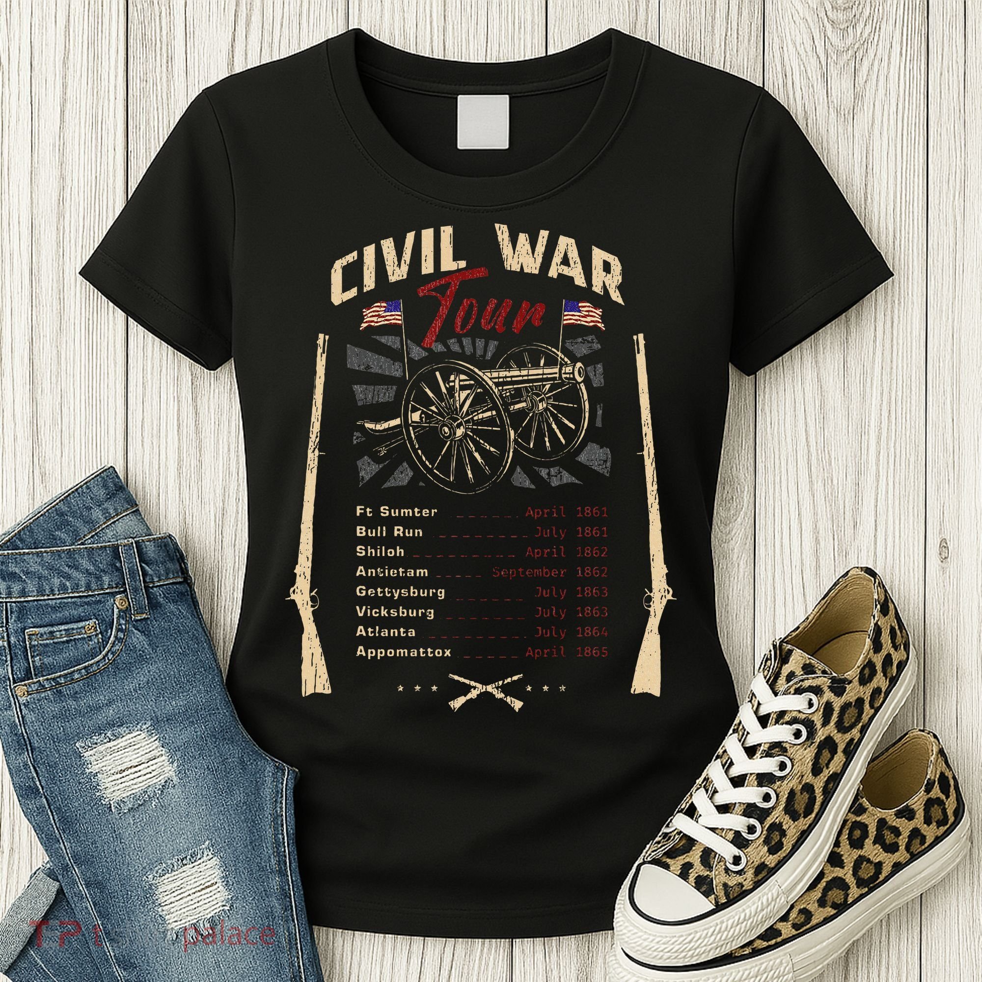 American Civil War Battle Dates Reenactment Gettysburg Women's T-Shirt