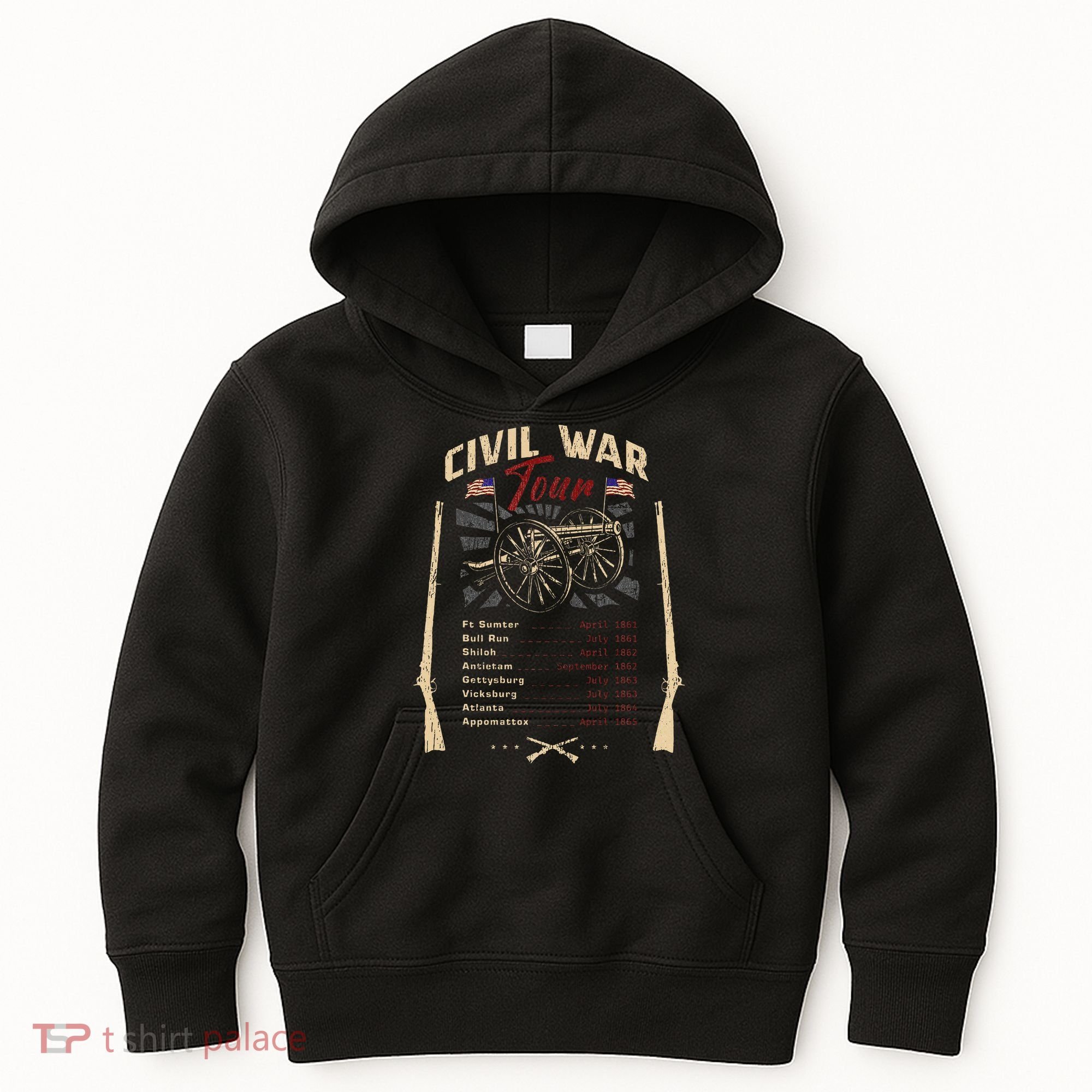 American Civil War Battle Dates Reenactment Gettysburg Kids Hoodie