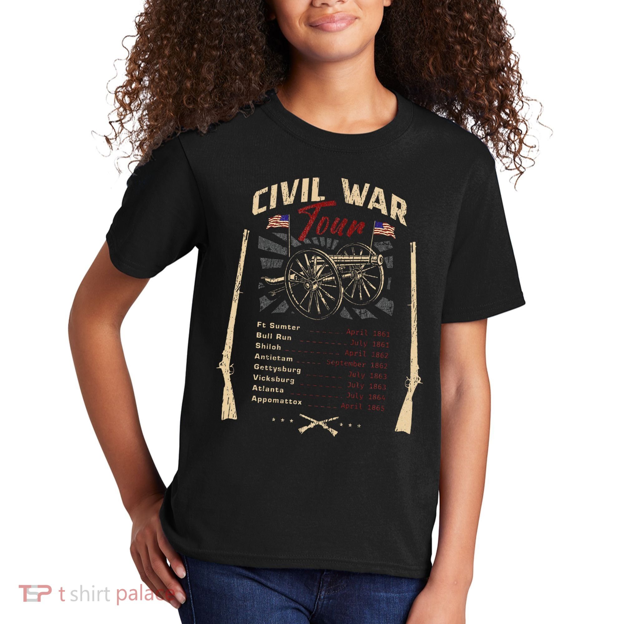 American Civil War Battle Dates Reenactment Gettysburg Kids T-Shirt