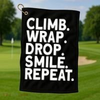 Aerialist Climb Warp Drop Smile Repeat Aerial Silks Cool Gift Golf Towel thumb 1