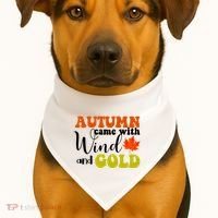 Autumn Came With Wind And Gold USA-Made Doggie Bandana thumb 1