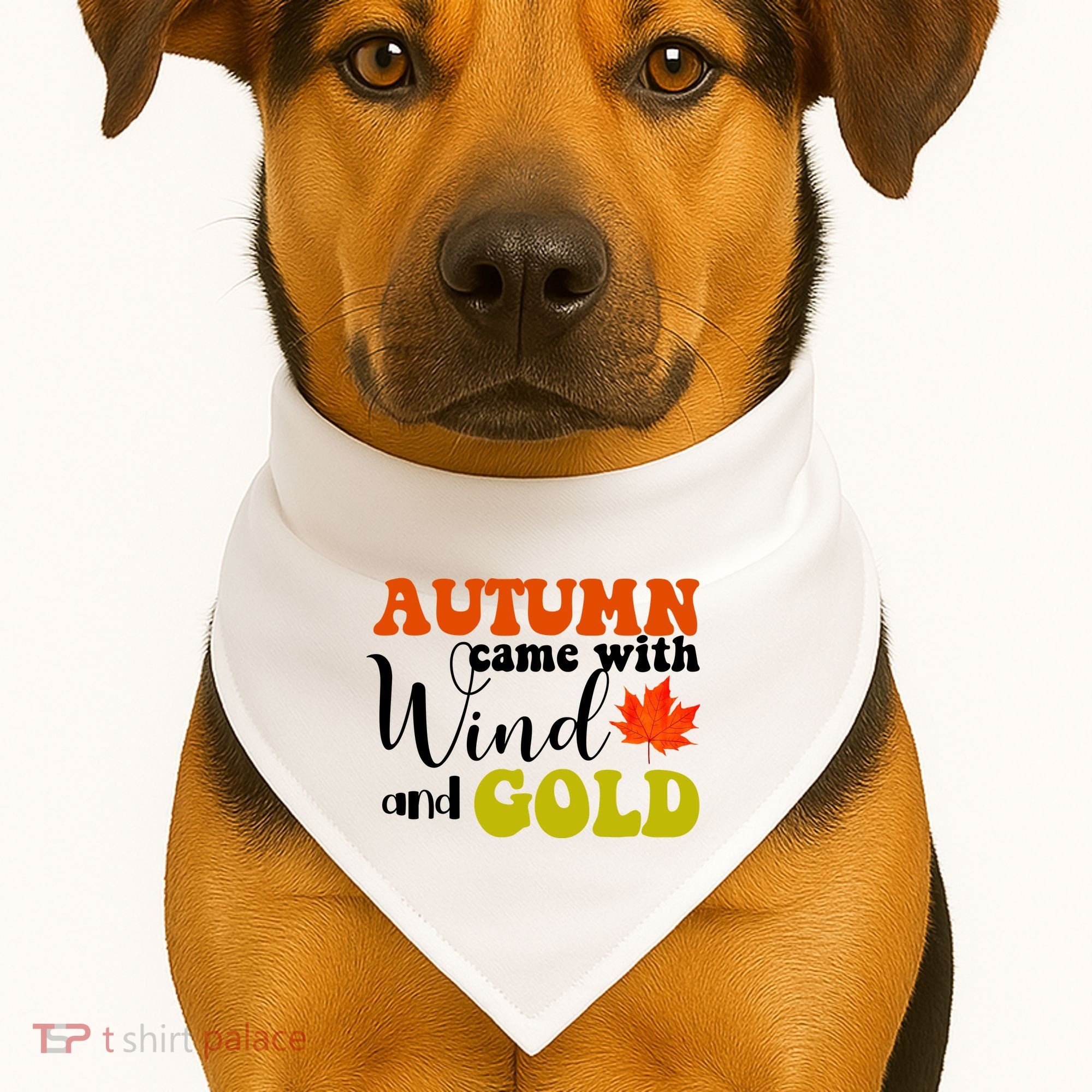 Autumn Came With Wind And Gold USA-Made Doggie Bandana