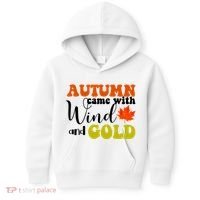 Autumn Came With Wind And Gold Kids Hoodie thumb 0