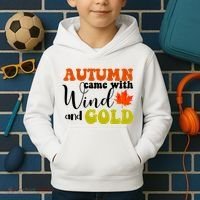 Autumn Came With Wind And Gold Kids Hoodie thumb 2