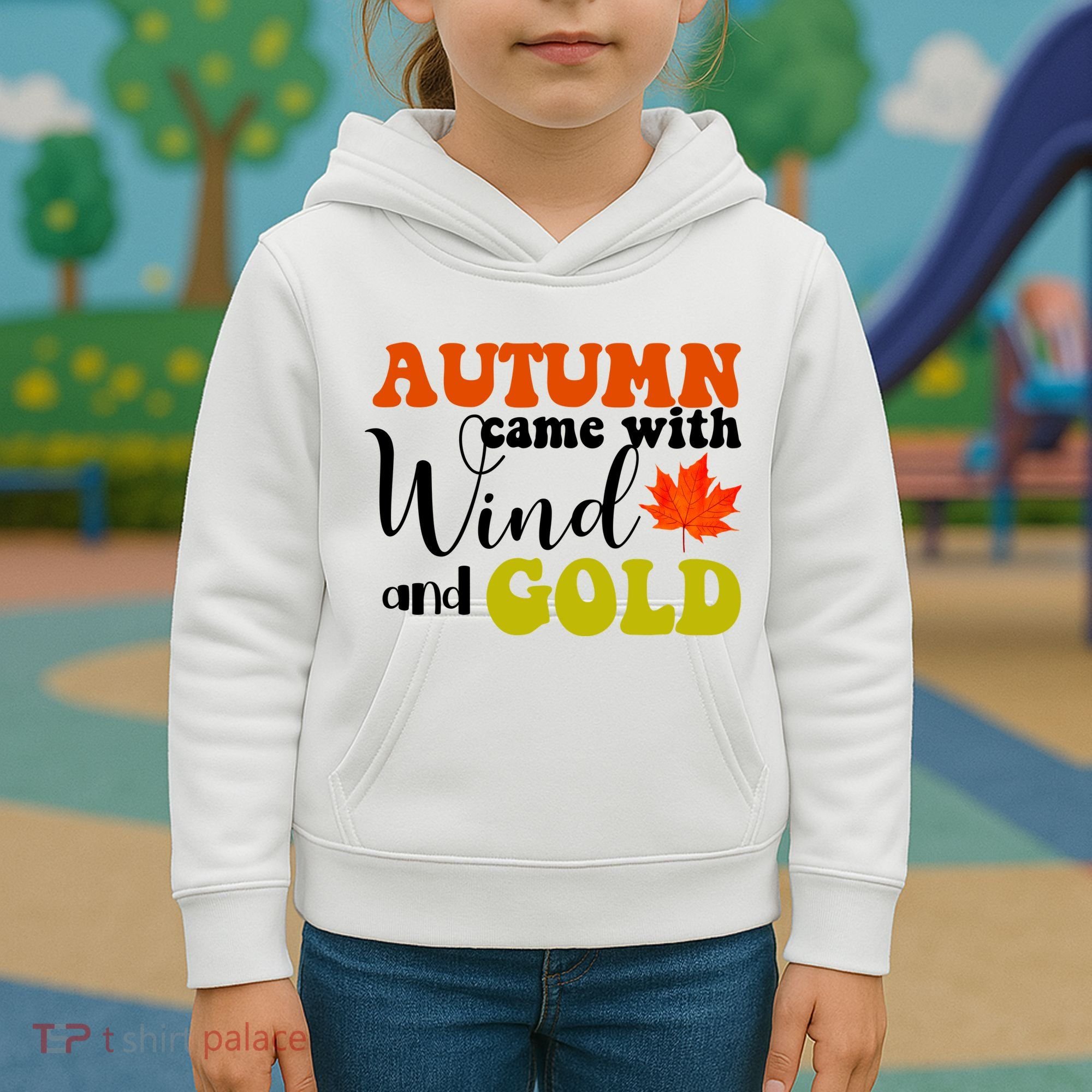Autumn Came With Wind And Gold Kids Hoodie