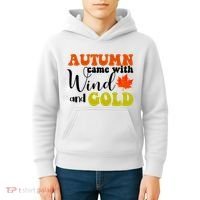 Autumn Came With Wind And Gold Kids Hoodie thumb 4