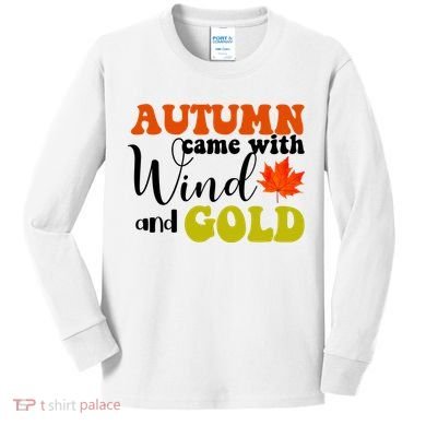 Autumn Came With Wind And Gold Kids Long Sleeve Shirt