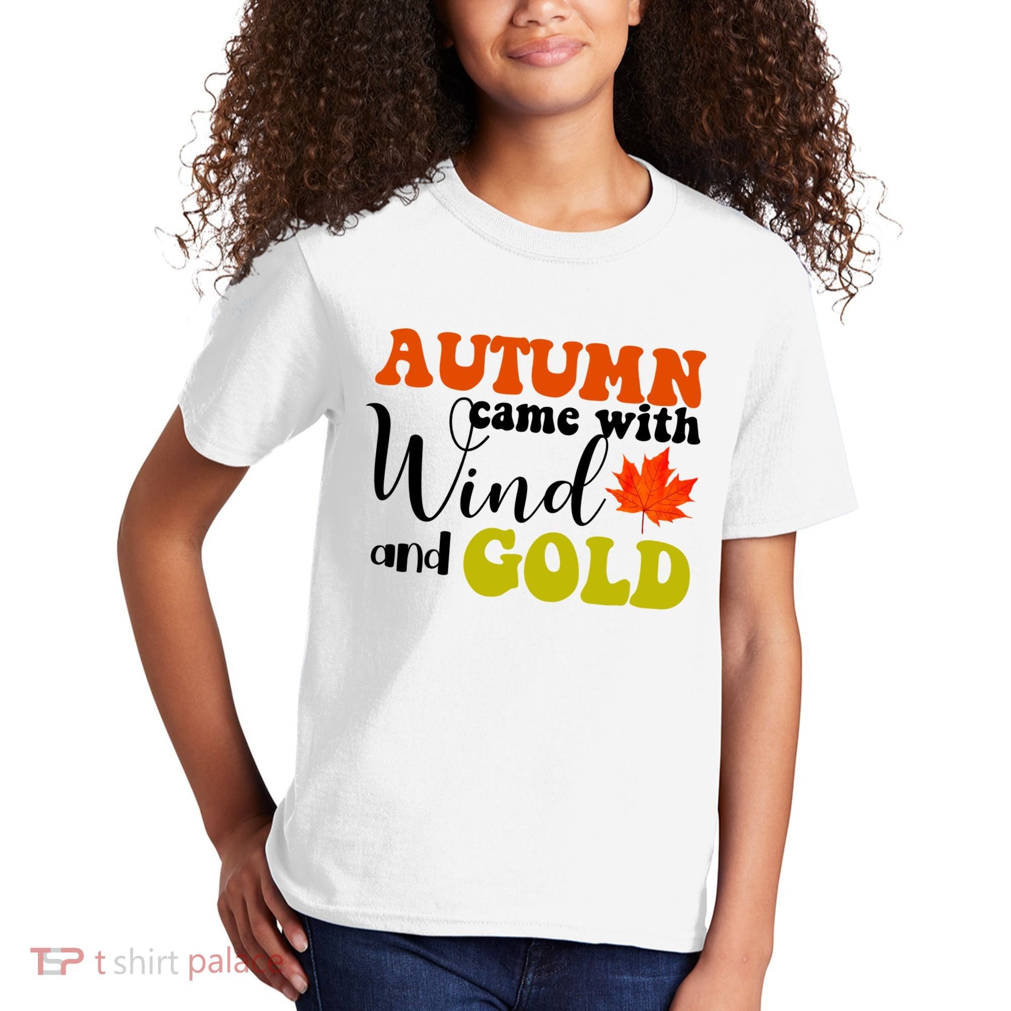 Autumn Came With Wind And Gold Kids T-Shirt