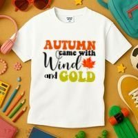 Autumn Came With Wind And Gold Kids T-Shirt thumb 3