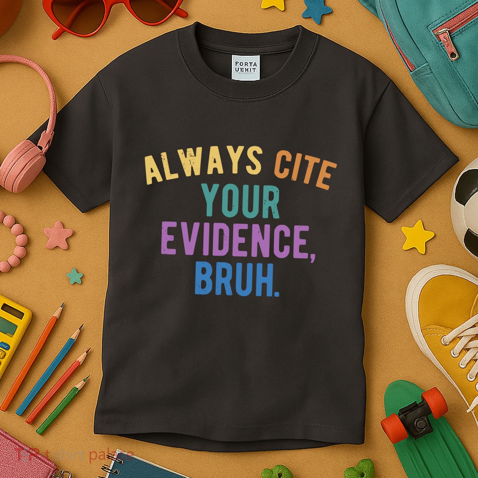 Always Cite Your Evidence Bruh Funny English Teacher Kids T-Shirt