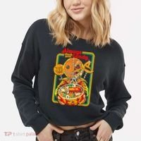 Always Check Your Candy Trick Or Treat Funny Halloween Cropped Pullover Crew thumb 2