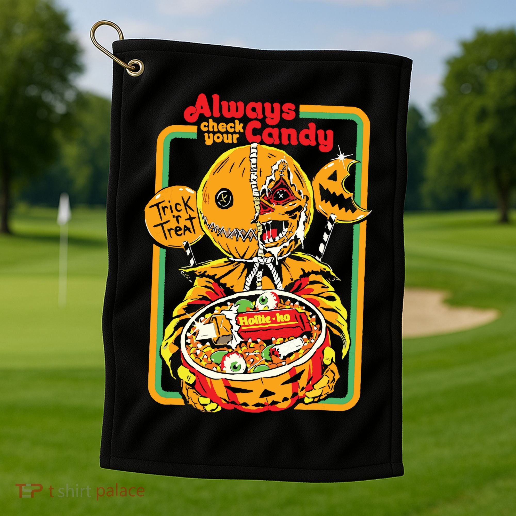 Always Check Your Candy Trick Or Treat, Funny Halloween Golf Towel