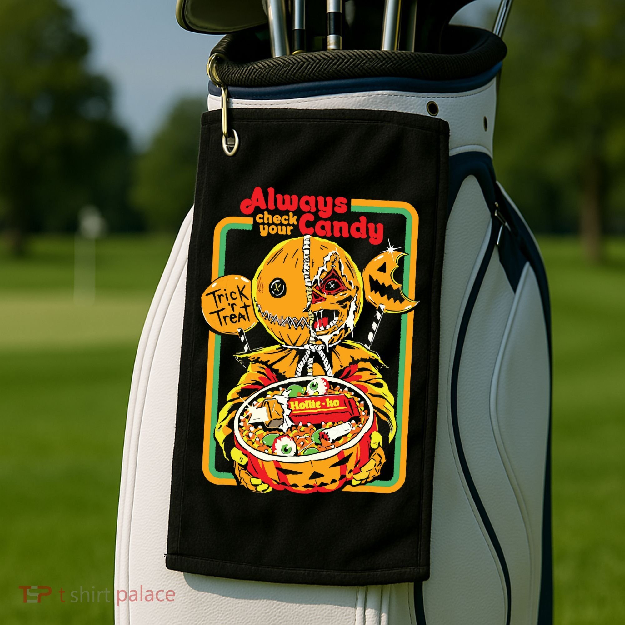 Always Check Your Candy Trick Or Treat, Funny Halloween Golf Towel