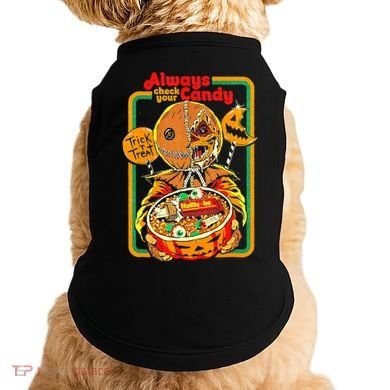 Always Check Your Candy Trick Or Treat, Funny Halloween Tee Doggie Tank