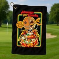 Always Check Your Candy Trick Or Treat, Funny Halloween Tee Golf Towel thumb 1