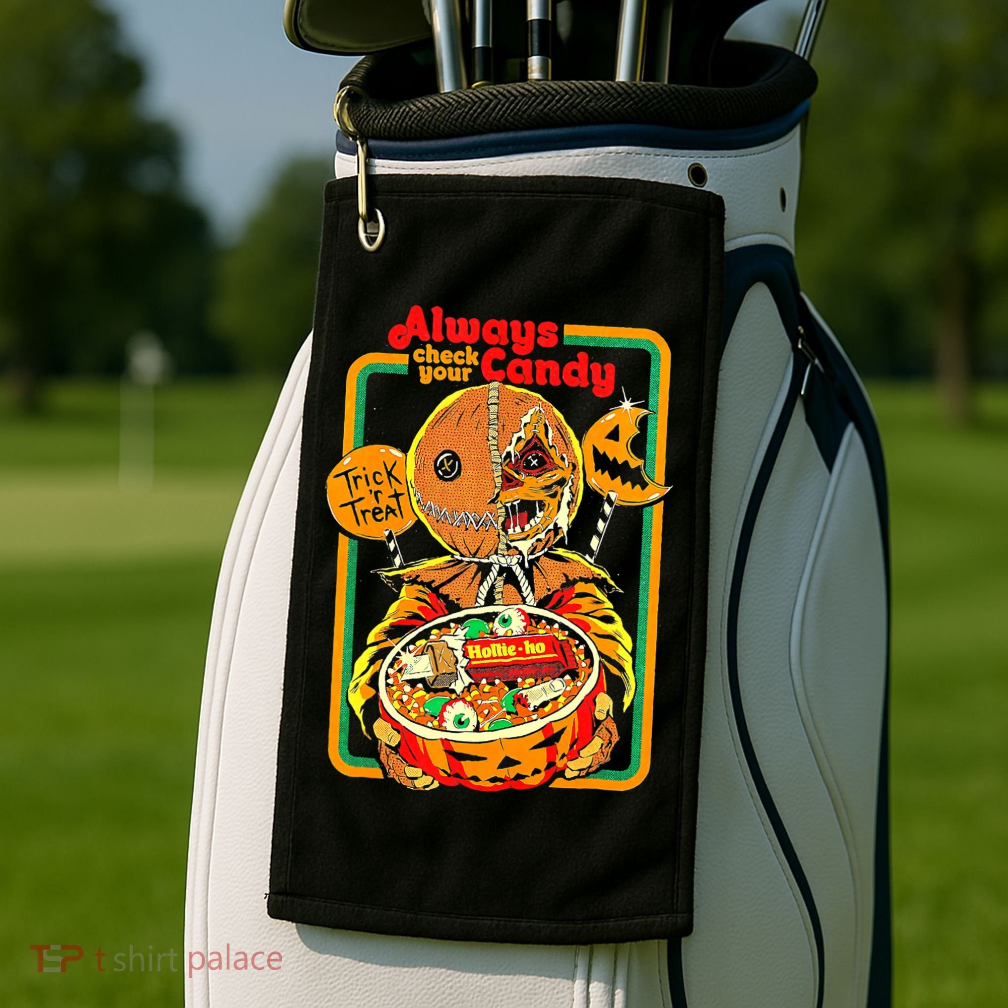 Always Check Your Candy Trick Or Treat, Funny Halloween Tee Golf Towel