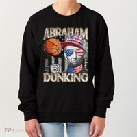 Abraham Dunking Abe Lincoln Basketball Patriotic 4th of July Women's Sweatshirt thumb 0