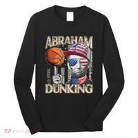 Abraham Dunking Abe Lincoln Basketball Patriotic 4th of July Long Sleeve Shirt thumb 0