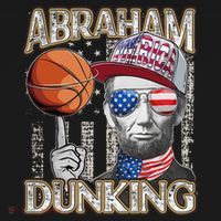 Abraham Dunking Abe Lincoln Basketball Patriotic 4th of July Sweatshirt thumb 3