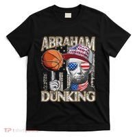 Abraham Dunking Abe Lincoln Basketball Patriotic 4th of July T-Shirt thumb 0