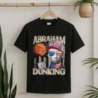 Abraham Dunking Abe Lincoln Basketball Patriotic 4th of July T-Shirt thumb 2