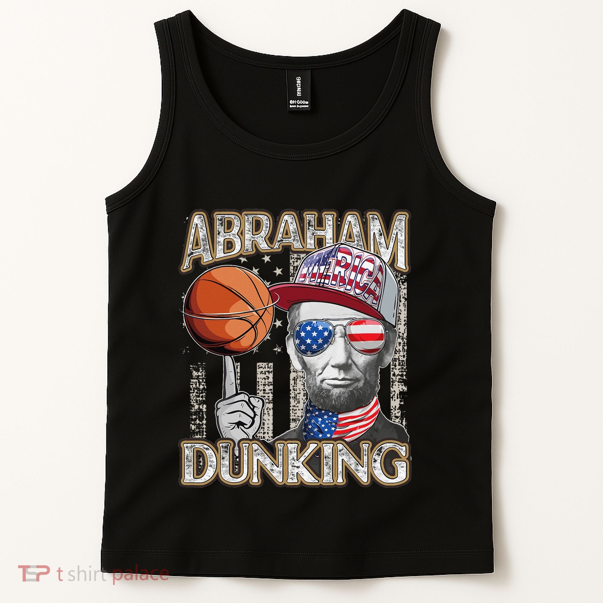 Abraham Dunking Abe Lincoln Basketball Patriotic 4th of July Tank Top