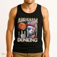 Abraham Dunking Abe Lincoln Basketball Patriotic 4th of July Tank Top thumb 3