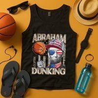 Abraham Dunking Abe Lincoln Basketball Patriotic 4th of July Tank Top thumb 4