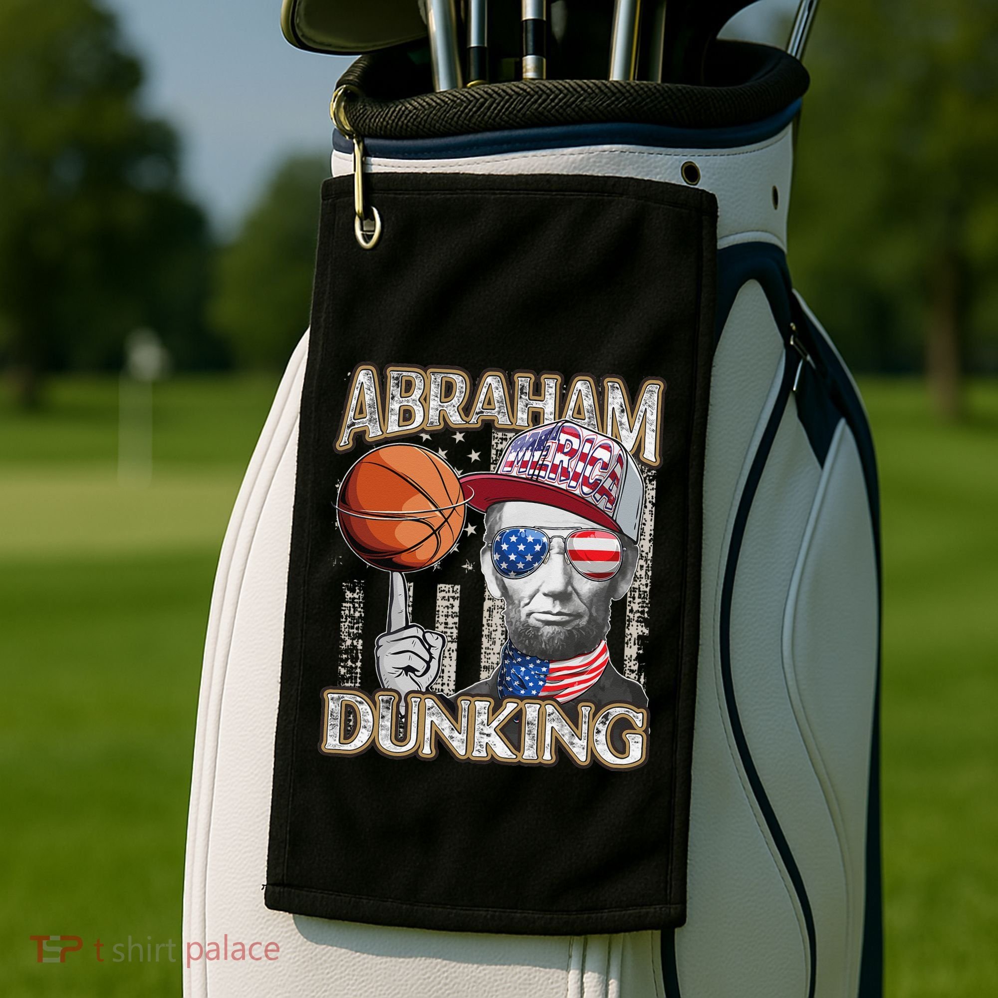 Abraham Dunking Abe Lincoln Basketball Patriotic 4th of July Golf Towel