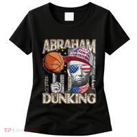 Abraham Dunking Abe Lincoln Basketball Patriotic 4th of July Women's T-Shirt thumb 0
