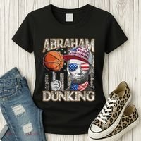 Abraham Dunking Abe Lincoln Basketball Patriotic 4th of July Women's T-Shirt thumb 3