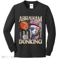 Abraham Dunking Abe Lincoln Basketball Patriotic 4th of July Kids Long Sleeve Shirt thumb 0