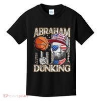 Abraham Dunking Abe Lincoln Basketball Patriotic 4th of July Kids T-Shirt thumb 0