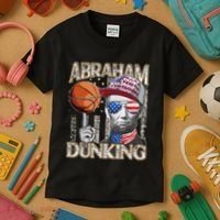 Abraham Dunking Abe Lincoln Basketball Patriotic 4th of July Kids T-Shirt thumb 3