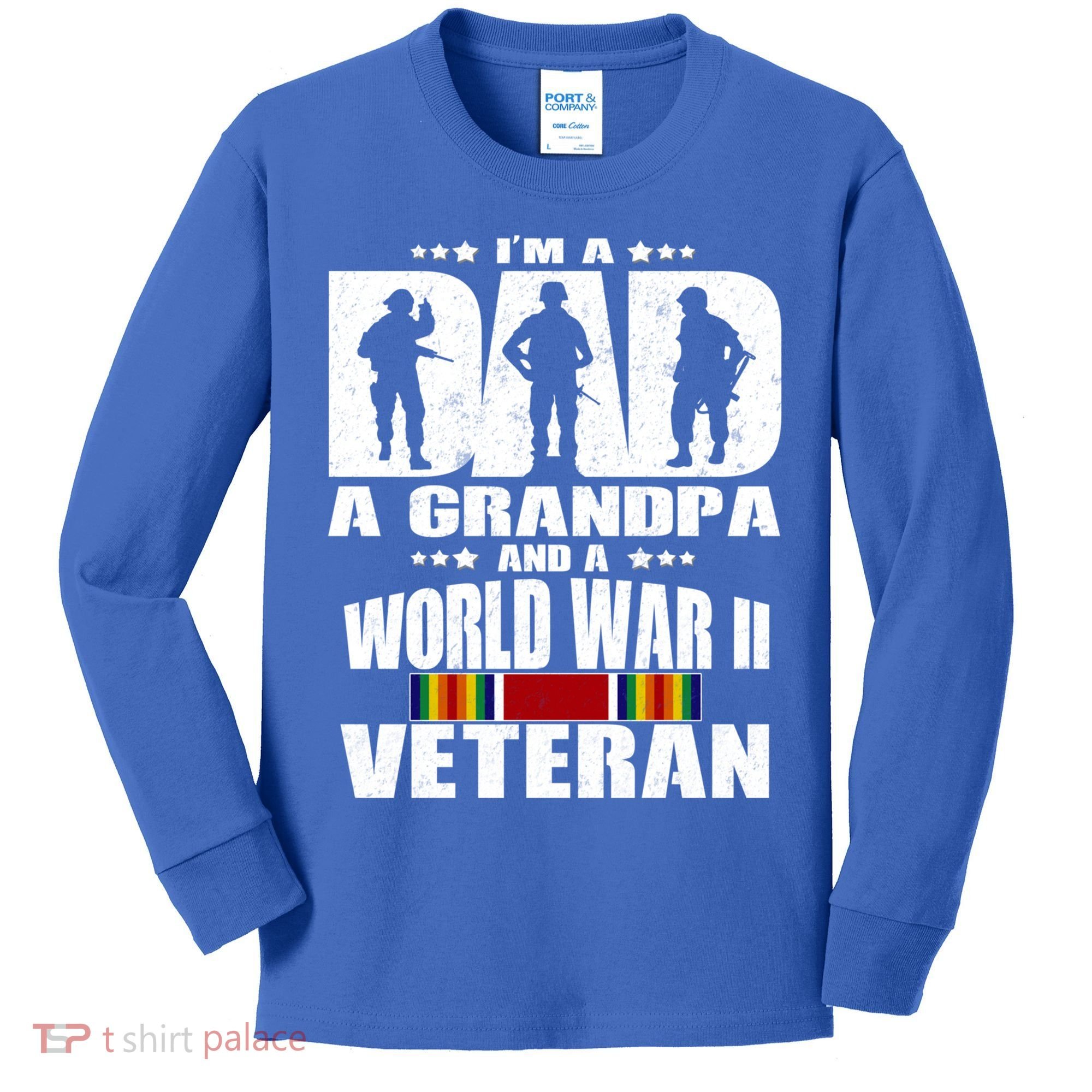 A Dad A Grandpa And A World War 2 Veteran Gift Kids Long Sleeve Shirt