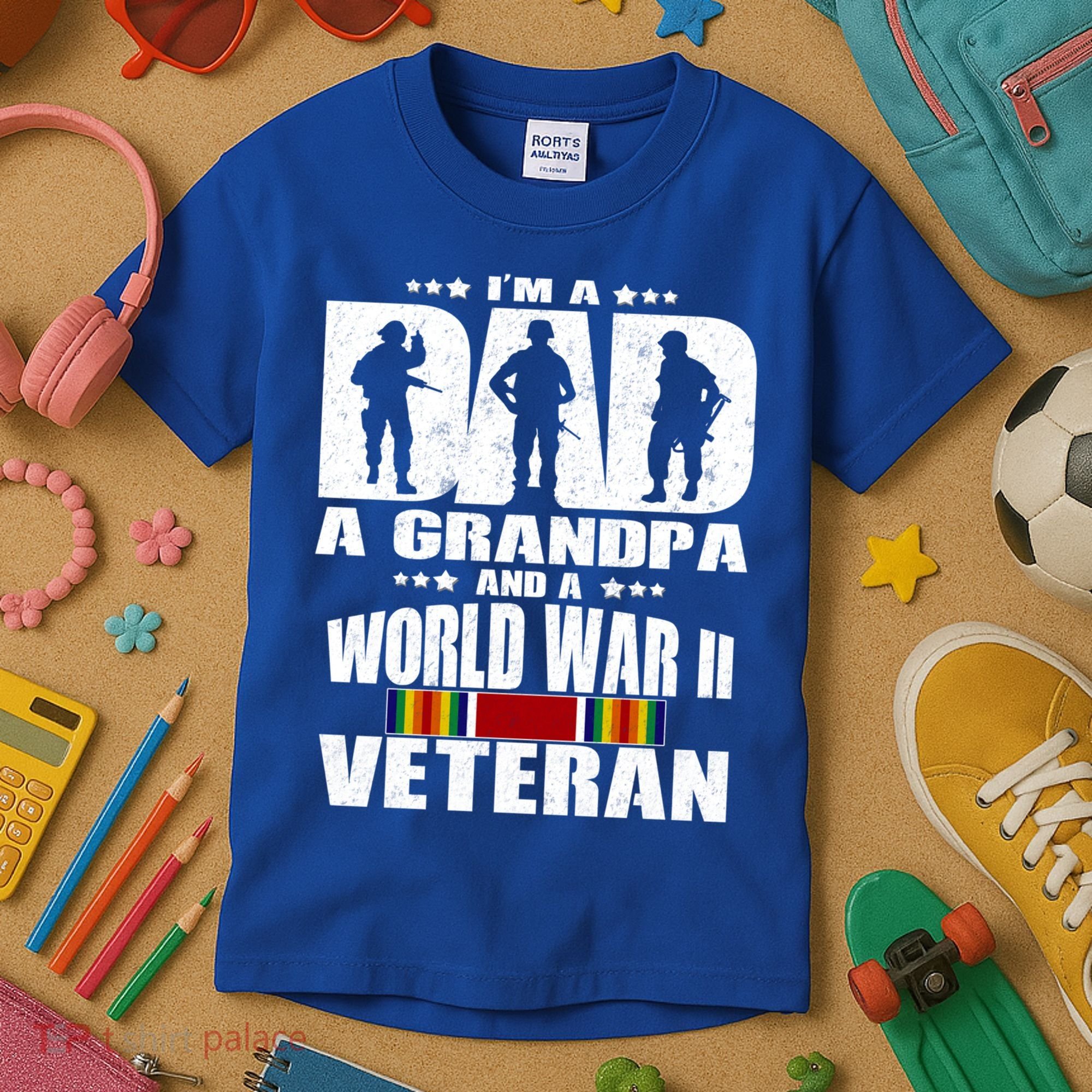 A Dad A Grandpa And A World War 2 Veteran Gift Kids T-Shirt