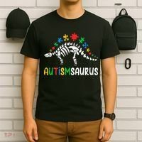 Autismsaurus Dinosaur Autism Awareness T-Shirt thumb 6