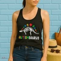 Autismsaurus Dinosaur Autism Awareness Women's Tank Top thumb 2