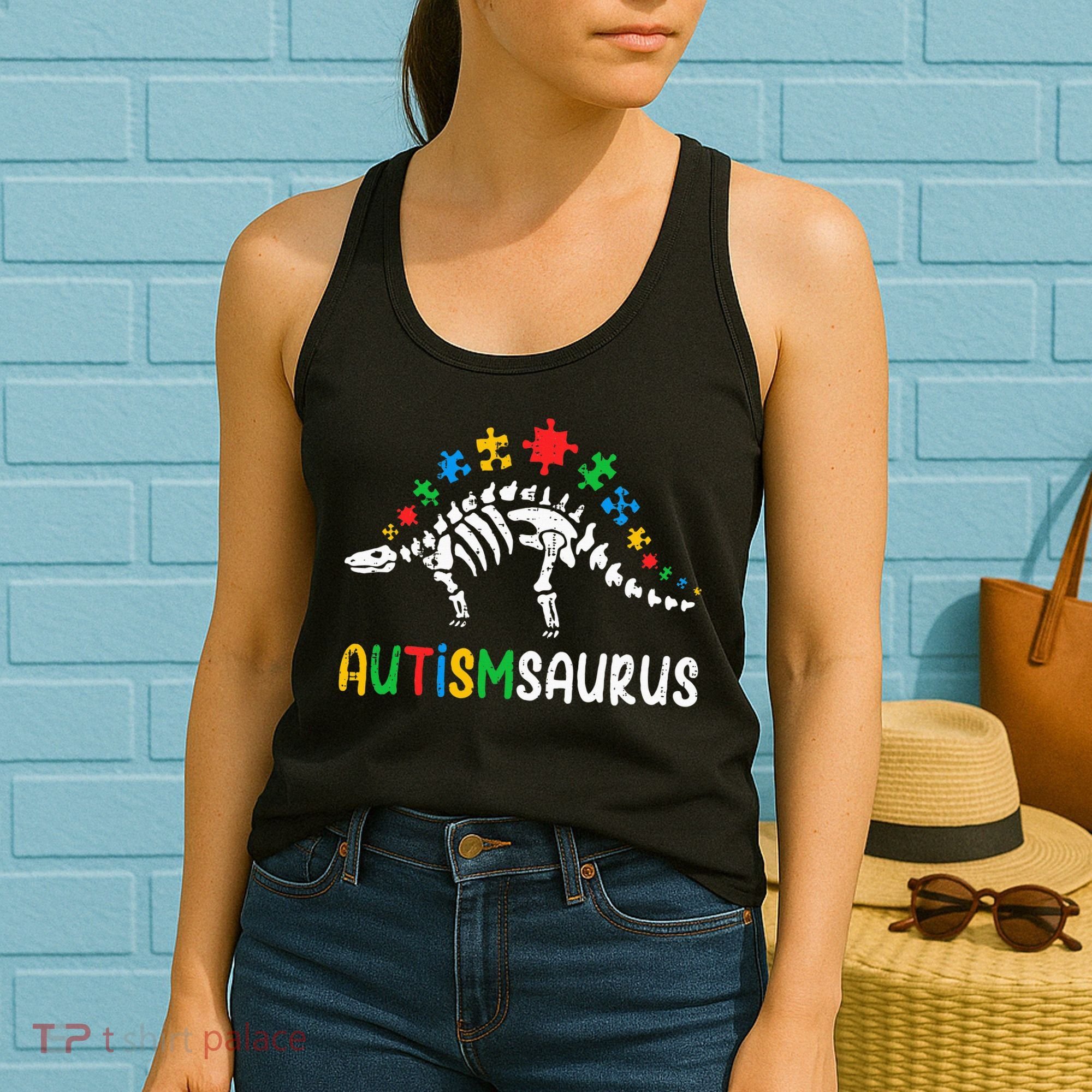 Autismsaurus Dinosaur Autism Awareness Women's Tank Top