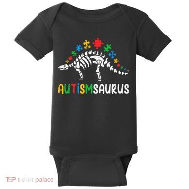Autismsaurus Dinosaur Autism Awareness Baby Bodysuit