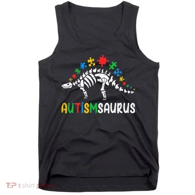 Autismsaurus Dinosaur Autism Awareness Tank Top