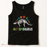 Autismsaurus Dinosaur Autism Awareness Tank Top thumb 2